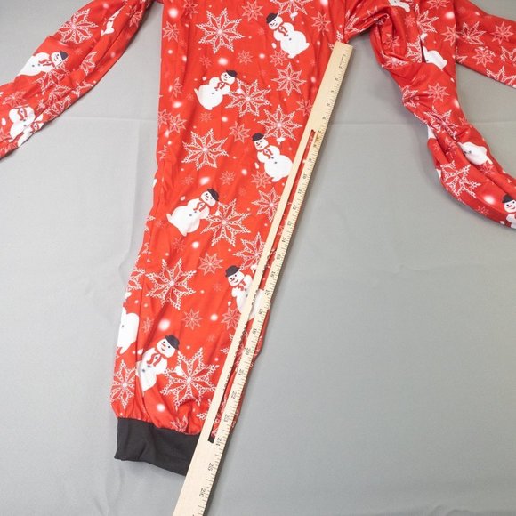 Womens Costume Red White Medium Halloween Christmas Snow Man Overall Lounge 1228 - Picture 6 of 6